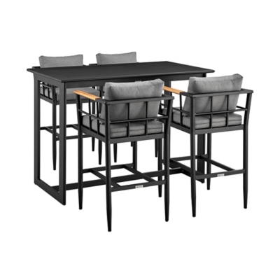 Orlando Outdoor Patio Bar Table and 4 Bar Stools, , large