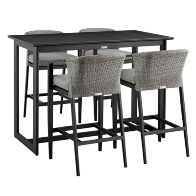 Palma Outdoor Patio Bar Table and 4 Bar Stools, , large