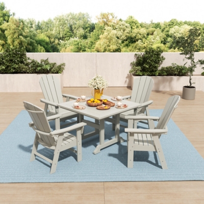 Laguna Outdoor Adirondack Square Table and 4 Chairs, Sand, rollover
