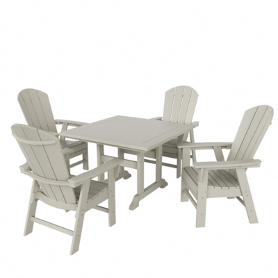 Laguna Outdoor Adirondack Square Table and 4 Chairs, Sand, large