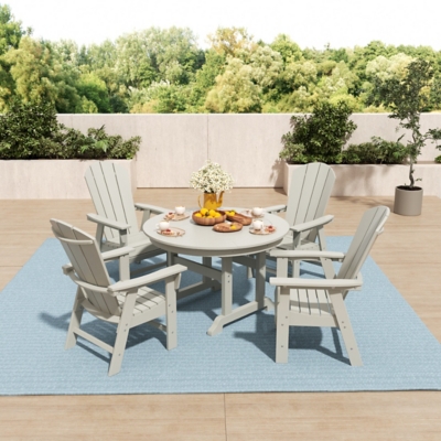 Laguna Outdoor Adirondack Round Table and 4 Chairs, Sand