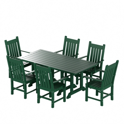 Laguna Outdoor Square Table and 6 Armchairs, Dark Green, large