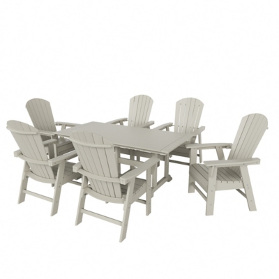 Altura Adirondack Outdoor Rectangle Table and 6 Armchairs, Sand, large