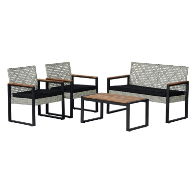 JONATHAN Y Wilder Outdoor Sofa and 2 Chairs with Coffee Table, , large