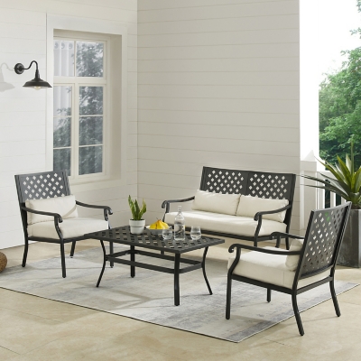Crosley Furniture Alistair Outdoor Loveseat and 2 Lounge Chairs with Coffee Table, , rollover