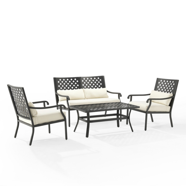 Crosley Furniture Alistair Outdoor Loveseat and 2 Lounge Chairs with Coffee Table