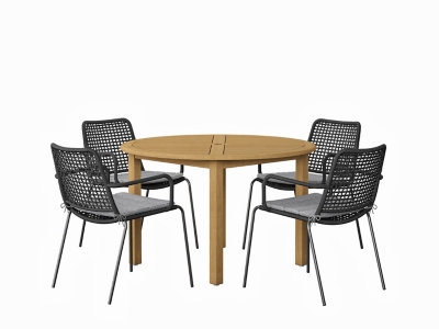 Copacabana Outdoor Round Dining Table and 4 Chairs, , large
