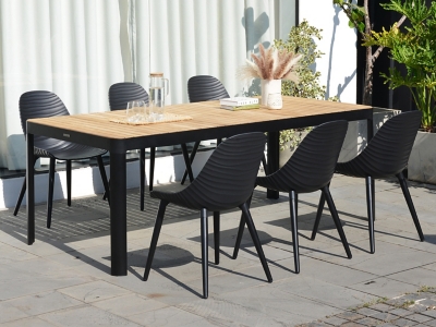 Navagio Dark Outdoor Dining Table and 6 Chairs