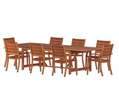 Whitehaven Outdoor Extendable Dining Table and 8 Chairs, , large