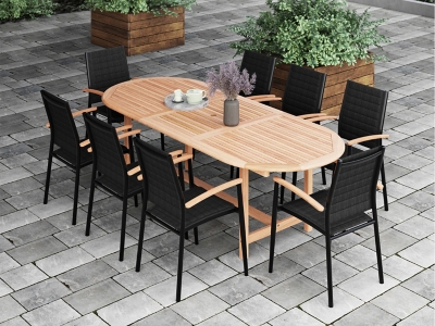 South Beach Outdoor Extendable Dining Table and 8 Chairs, , rollover