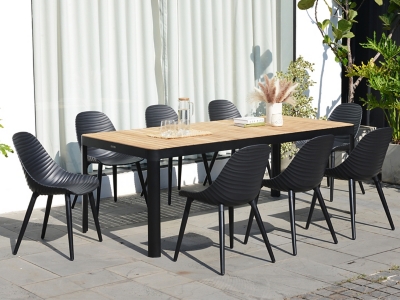 Navagio Dark Outdoor Dining Table and 8 Chairs, , rollover