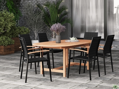 South Beach Outdoor Extendable Dining Table and 6 Chairs, , large