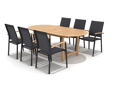 South Beach Outdoor Extendable Dining Table and 6 Chairs, , large