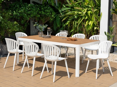 Navagio Light Outdoor Dining Table and 8 Chairs, , rollover