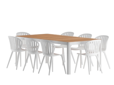 Navagio Light Outdoor Dining Table and 8 Chairs, , large