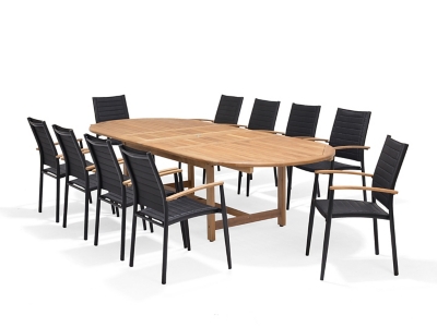 South Beach Outdoor Extendable Dining Table and 10 Chairs, , large