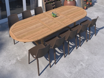 Lanikai Outdoor Extendable Dining Table and 10 Chairs, , large