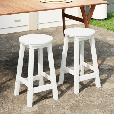 Westin Furniture Otto Outdoor Round Counter Stool (Set of 2), White, rollover