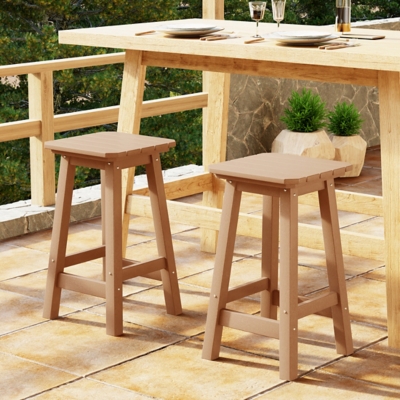 Westin Furniture Otto Outdoor Square Counter Stool (Set of 2), Teak, rollover