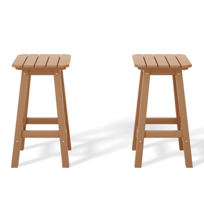 Westin Furniture Otto Outdoor Square Counter Stool (Set of 2), Teak, large