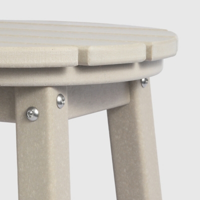 Close-up of stool legs and screws