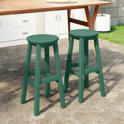 Westin Furniture Otto Outdoor Round Bar Stool (Set of 2), Dark Green, rollover