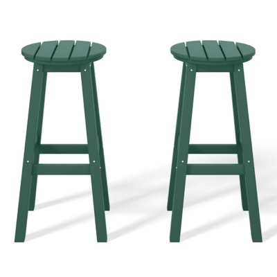 Westin Furniture Otto Outdoor Round Bar Stool (Set of 2), Dark Green, large