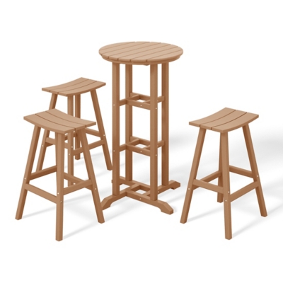 Westin Furniture Otto Outdoor Bar Table and 3 Bar Stools, Teak, large