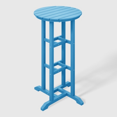 Blue bar stool and table product image showing full height