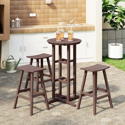 Westin Furniture Otto Outdoor Bar Table and 3 Bar Stools, Dark Brown, rollover