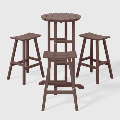 Westin Furniture Otto Outdoor Bar Table and 3 Bar Stools, Dark Brown, large