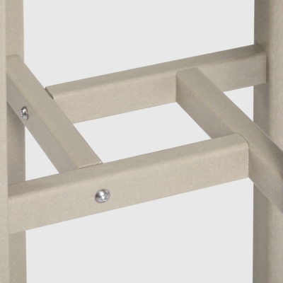 Close-up of leg and crossbar detail on outdoor furniture frame