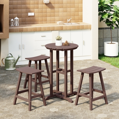 Westin Furniture Otto Outdoor Counter Height Bar Table and 3 Bar Stools, Dark Brown, rollover