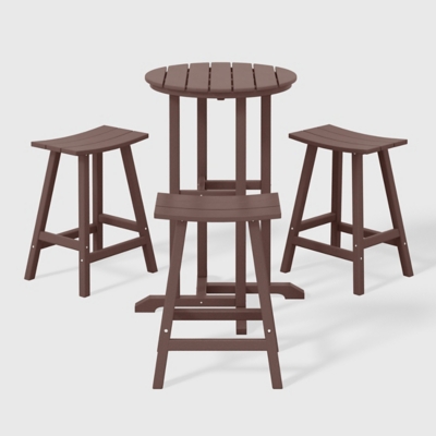 Westin Furniture Otto Outdoor Counter Height Bar Table and 3 Bar Stools, Dark Brown, large