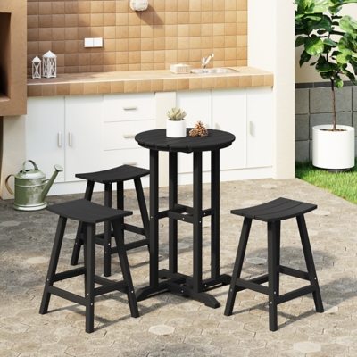 Westin Furniture Otto Outdoor Counter Height Bar Table and 3 Bar Stools, Black, rollover