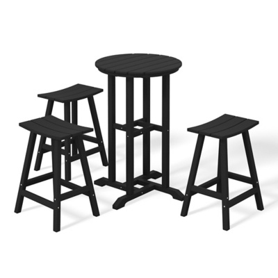 Westin Furniture Otto Outdoor Counter Height Bar Table and 3 Bar Stools, Black, large