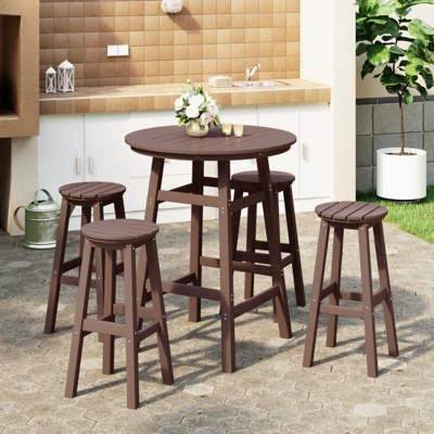 Westin Furniture Otto Outdoor Bar Height Bar Table and 4 Bar Stools, Dark Brown, rollover