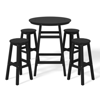 Westin Furniture Otto Outdoor Bar Height Bar Table and 4 Bar Stools, Black, large