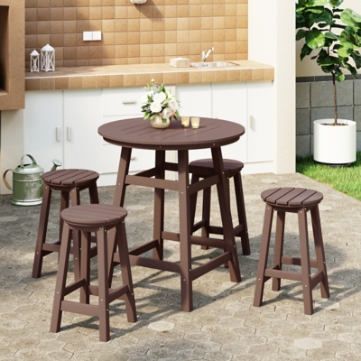 Westin Furniture Otto Outdoor Bar Table and 4 Bar Stools, Dark Brown, rollover