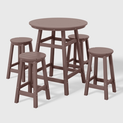 Westin Furniture Otto Outdoor Bar Table and 4 Bar Stools, Dark Brown, large