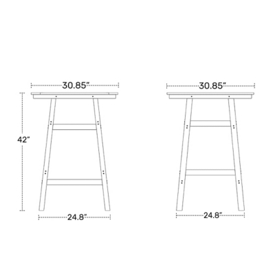 Dimension diagram of stool height and width