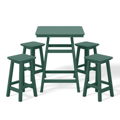 Westin Furniture Otto Outdoor Counter Height Bar Table and 4 Bar Stools, Dark Green, large