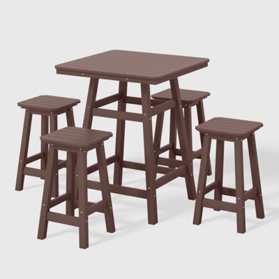 Westin Furniture Otto Outdoor Counter Height Bar Table and 4 Bar Stools, Dark Brown, large