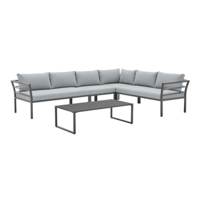 Manhattan Comfort Sunnyside 5-Piece Outdoor Conversation Set With Coffee Table, Gray, large