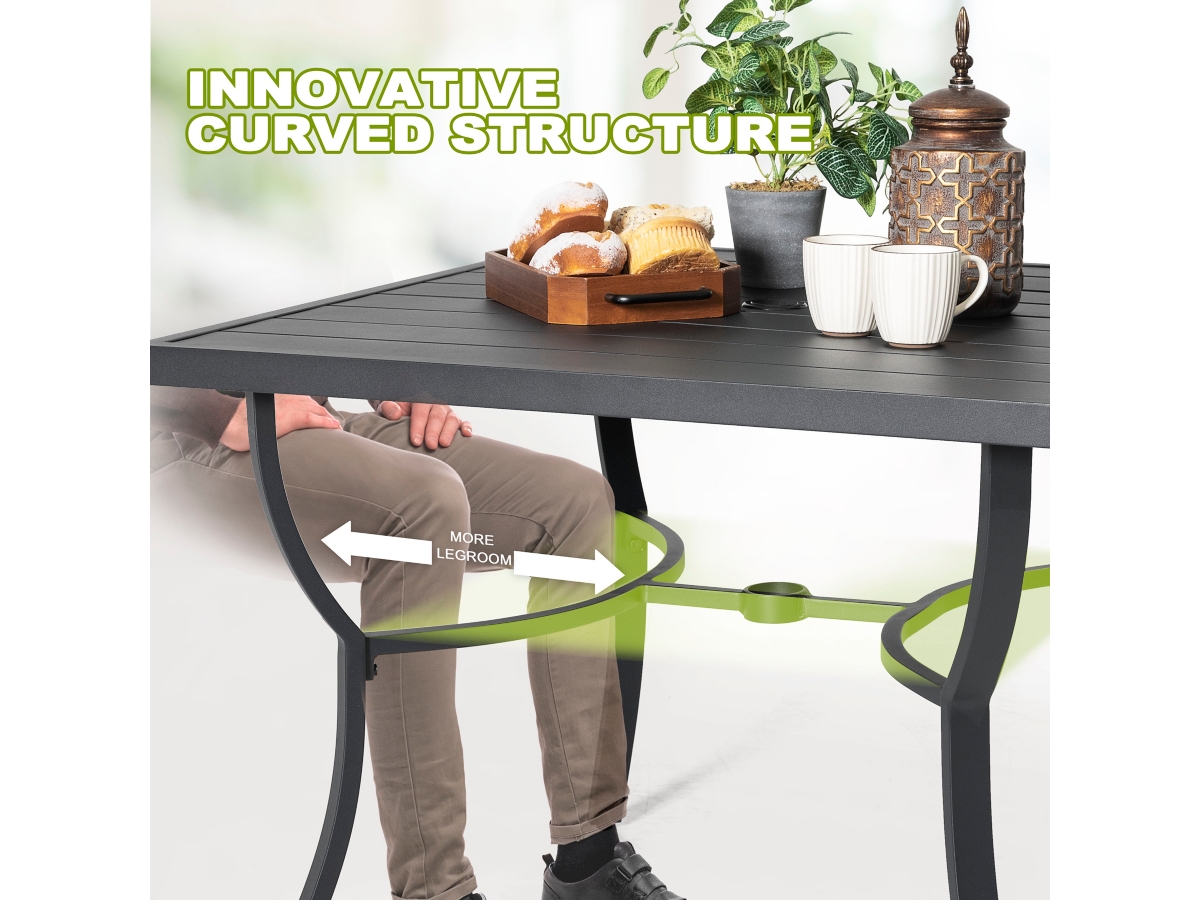 Nuu Garden Outdoor Dining Table with Umbrella Hole and