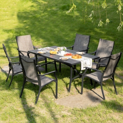 Nuu Garden Outdoor Dining Table and 6 Textilene Chairs, , rollover
