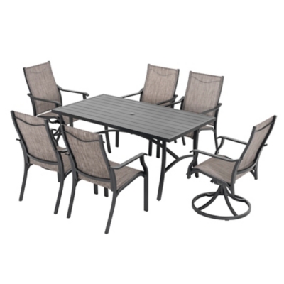 Nuu Garden Outdoor Dining Table with umbrella hole and 6 Chairs, , large