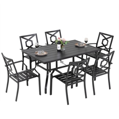Nuu Garden Outdoor Dining Table and 6 Stackable Chairs, , large