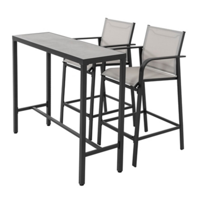 Nuu Garden Outdoor Bar Table with 2 Bar Stools, , large