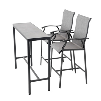 Nuu Garden Outdoor Bar Table and 2 Textilene Bar Stools, , large